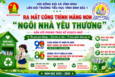 LIÊN ĐỘI TRƯỜNG TIỂU HỌC VĨNH BÌNH BẮC 1 RA MẮT CÔNG TRÌNH MĂNG NON “NGÔI NHÀ YÊU THƯƠNG” GẮN VỚI PHONG TRÀO “KẾ HOẠCH NHỎ”